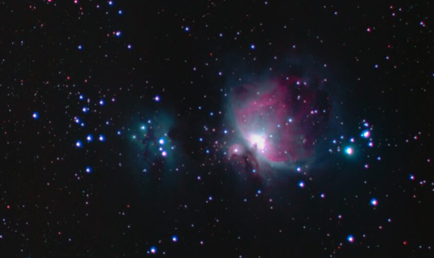 Orionnebel (M42) und Running Man Nebel (M43) im Sternbild Orion