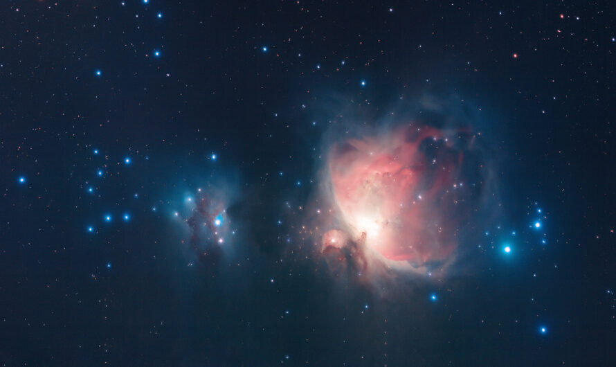 Orionnebel (M42) und Running Man Nebel (M43) im Sternbild Orion