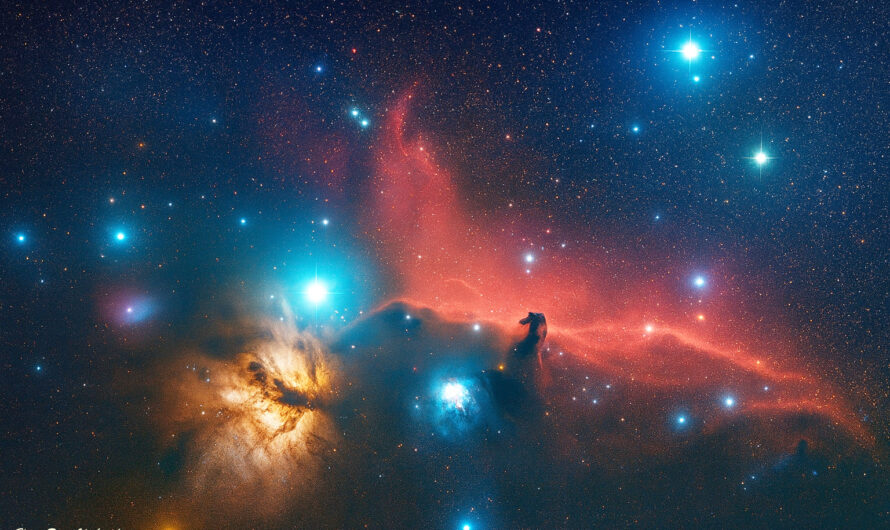 Pferdekopfnebel (B33), Flammennebel (NGC 2024),– IC 434 und Alnitak – Ein kosmisches Kunstwerk im Orion-Gürtel